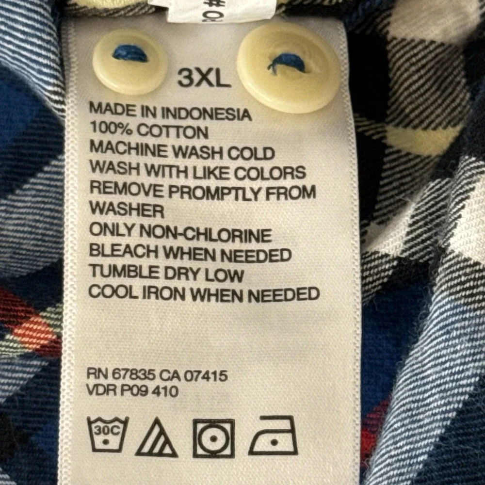 Nautica Jeans Co Men's 3XL Plaid Flannel Shirt Button Down‎